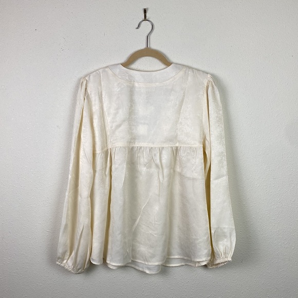 NWT Band of the Free | Cash Ivory Long Sleeve Peasant Satin Top L - Picture 12 of 12
